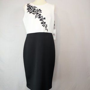 Calvin Klein Black and White Beaded Dress SZ 12 NWT